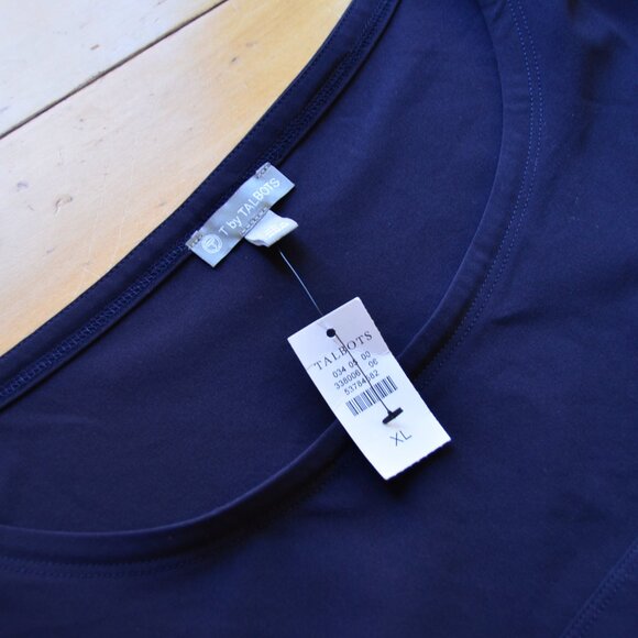 T by Talbots Cap Sleeve Navy Blue Shift Dress Size XL NWT - Picture 3 of 12